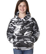 2969 Code V Youth Camouflage Pullover Hooded Blended Sweatshirt with Pouch Pocket Urban Woodland