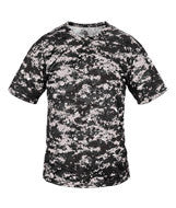 2980 Badger Youth Two-Button Placket Self Collar Tee Black Digital