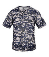 2980 Badger Youth Two-Button Placket Self Collar Tee Navy Digital