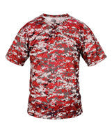 2980 Badger Youth Two-Button Placket Self Collar Tee Red Digital