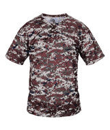 2980 Badger Youth Two-Button Placket Self Collar Tee Maroon Digital