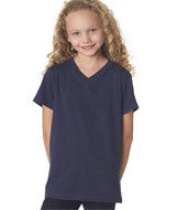 3005Y Bella + Canvas Youth Jersey Short-Sleeve V-Neck Tee Navy