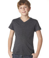 3005Y Bella + Canvas Youth Jersey Short-Sleeve V-Neck Tee Dark Grey Heather (52/48)