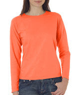 3014 Chouinard Ladies' Garment-Dyed Long-Sleeve Tee Neon Red Orange PgmDye