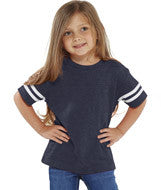 3037 Rabbit Skins Rabbit Skins Toddler Fine Jersey Football Tee Vintage Navy/ Blended White