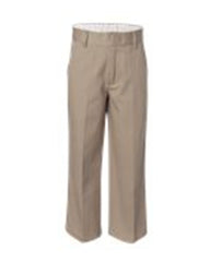 French Toast - Boys' Flat Front Double KneeTwill Pants - K9001 Khaki