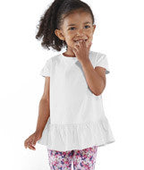 3327 Rabbit Skins Toddler Fine Jersey Ruffle T-Shirt White
