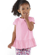 3327 Rabbit Skins Toddler Fine Jersey Ruffle T-Shirt Pink