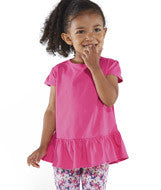 3327 Rabbit Skins Toddler Fine Jersey Ruffle T-Shirt Hot Pink