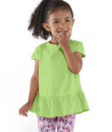 3327 Rabbit Skins Toddler Fine Jersey Ruffle T-Shirt Key Lime