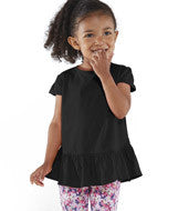 3327 Rabbit Skins Toddler Fine Jersey Ruffle T-Shirt Black