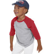 3330 Rabbit Skins Rabbit Skins Toddler Vintage Fine Jersey 3/4-Sleeve Baseball T-Shirt Vintage Heather/ Vin Red