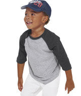 3330 Rabbit Skins Rabbit Skins Toddler Vintage Fine Jersey 3/4-Sleeve Baseball T-Shirt Vintage Heather/ Vin Smoke