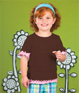 3338 Rabbit Skins Toddler Double Ruffle Tee Brown/ Pink