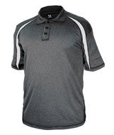 3347 Badger Adult Fusion Three Button Polyester Polo Shirt Carbon/ White
