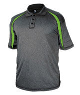 3347 Badger Adult Fusion Three Button Polyester Polo Shirt Carbon/ Lime