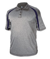 3347 Badger Adult Fusion Three Button Polyester Polo Shirt Steel/ Navy