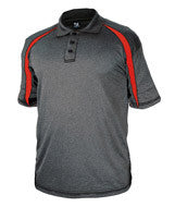 3347 Badger Adult Fusion Three Button Polyester Polo Shirt Carbon/ Red