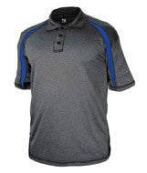 3347 Badger Adult Fusion Three Button Polyester Polo Shirt Carbon/ Royal