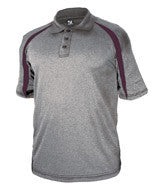 3347 Badger Adult Fusion Three Button Polyester Polo Shirt Steel/ Maroon