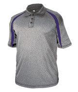 3347 Badger Adult Fusion Three Button Polyester Polo Shirt Steel/ Purple