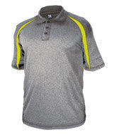 3347 Badger Adult Fusion Three Button Polyester Polo Shirt Steel/ Safety Yellow