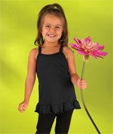 3348 Rabbit Skins Toddler Girls Ruffle Tunic Black
