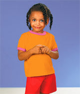 3380 Rabbit Skins Toddler Ringer Tee Cantaloupe/ Raspberry