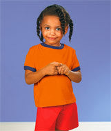 3380 Rabbit Skins Toddler Ringer Tee Orange/ Navy