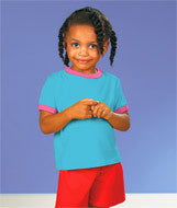 3380 Rabbit Skins Toddler Ringer Tee Aqua/ Raspberry