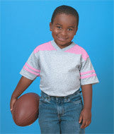 3381 Rabbit Skins Toddler Football Tee Heather/ Pink