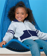 3396 Rabbit Skins Toddler Stripe Hoodie Dark Heather/ Navy