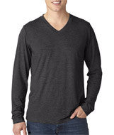 3425 Bella + Canvas Unisex Long-Sleeve V-Neck Tee Charcoal Black TriBlend