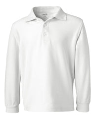 French Toast - Youth Long Sleeve Pique Polo - A9085 White