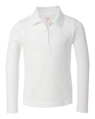French Toast - Girls' Long Sleeve Picot Polo - A9424 White