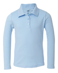 French Toast - Girls' Long Sleeve Picot Polo - A9424 Light_blue