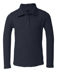 French Toast - Girls' Long Sleeve Picot Polo - A9424 Navy