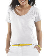 3504 LA T Ladies' Fine Jersey Deep Scoop Neck Longer Length T-Shirt White