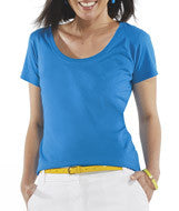 3504 LA T Ladies' Fine Jersey Deep Scoop Neck Longer Length T-Shirt Cobalt Blue