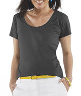 3504 LA T Ladies' Fine Jersey Deep Scoop Neck Longer Length T-Shirt Charcoal
