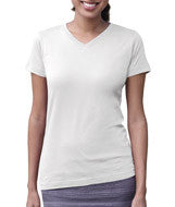 3507 LA T Ladies V-Neck Longer Length T-Shirt White