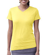 3507 LA T Ladies V-Neck Longer Length T-Shirt Yellow