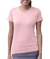 3507 LA T Ladies V-Neck Longer Length T-Shirt Pink