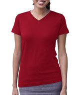3507 LA T Ladies V-Neck Longer Length T-Shirt Garnet