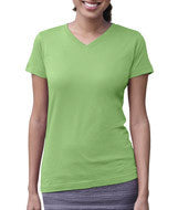 3507 LA T Ladies V-Neck Longer Length T-Shirt Key Lime