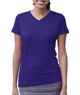 3507 LA T Ladies V-Neck Longer Length T-Shirt Purple