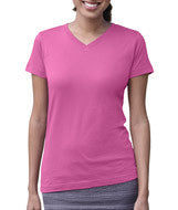 3507 LA T Ladies V-Neck Longer Length T-Shirt Raspberry