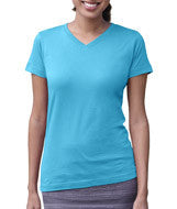 3507 LA T Ladies V-Neck Longer Length T-Shirt Aqua