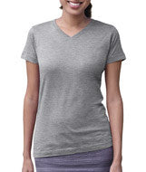 3507 LA T Ladies V-Neck Longer Length T-Shirt Heather (90/10)