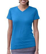 3507 LA T Ladies V-Neck Longer Length T-Shirt Cobalt Blue
